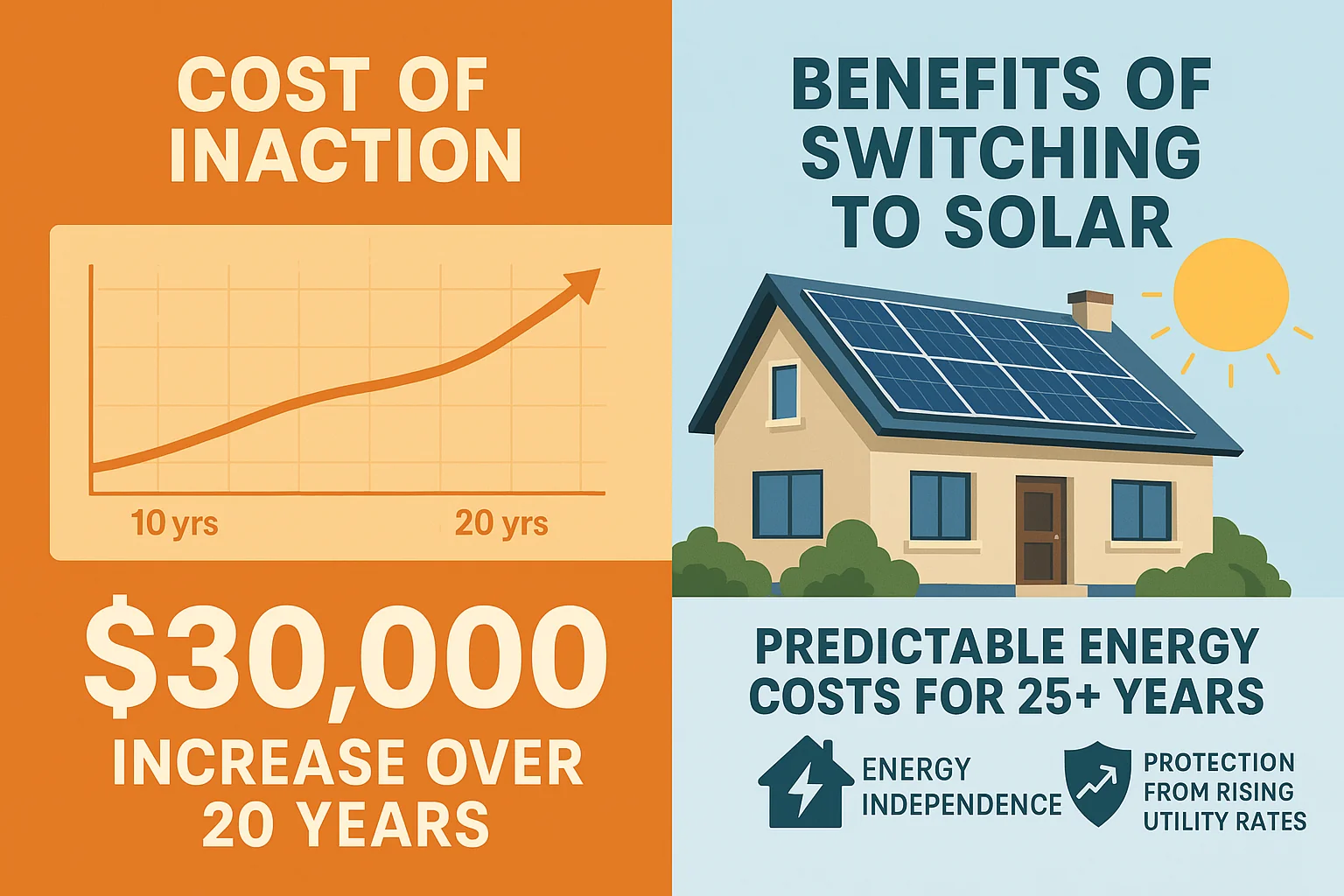 Chart showing rising electricity costs vs stable solar costs